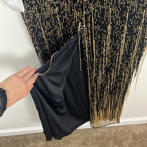 Mac Duggal Long Sleeve Beaded Fringe Gown 93584 - Picture 7 of 9